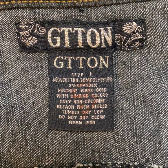GTTON Stretch Blue Jean Jacket Large - Picture 4 of 7